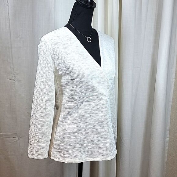 Ann Taylor Factory Off-White Faux Wrap VNeck Blouse - Picture 10 of 16